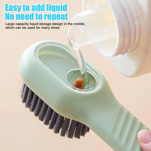 Bathroom Shoe Brush Automatic Liquid Discharge Deep Cleaning Soft Bristles Household Laundry Cleaning Brush for Daily Use